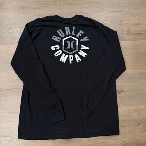 Hurley Black Grey White Long Sleeve Men’s Large Graphic Skater Shirt